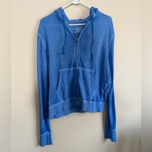 SO lightweight blue zip up hoodie with pockets & drawstring Size: XL